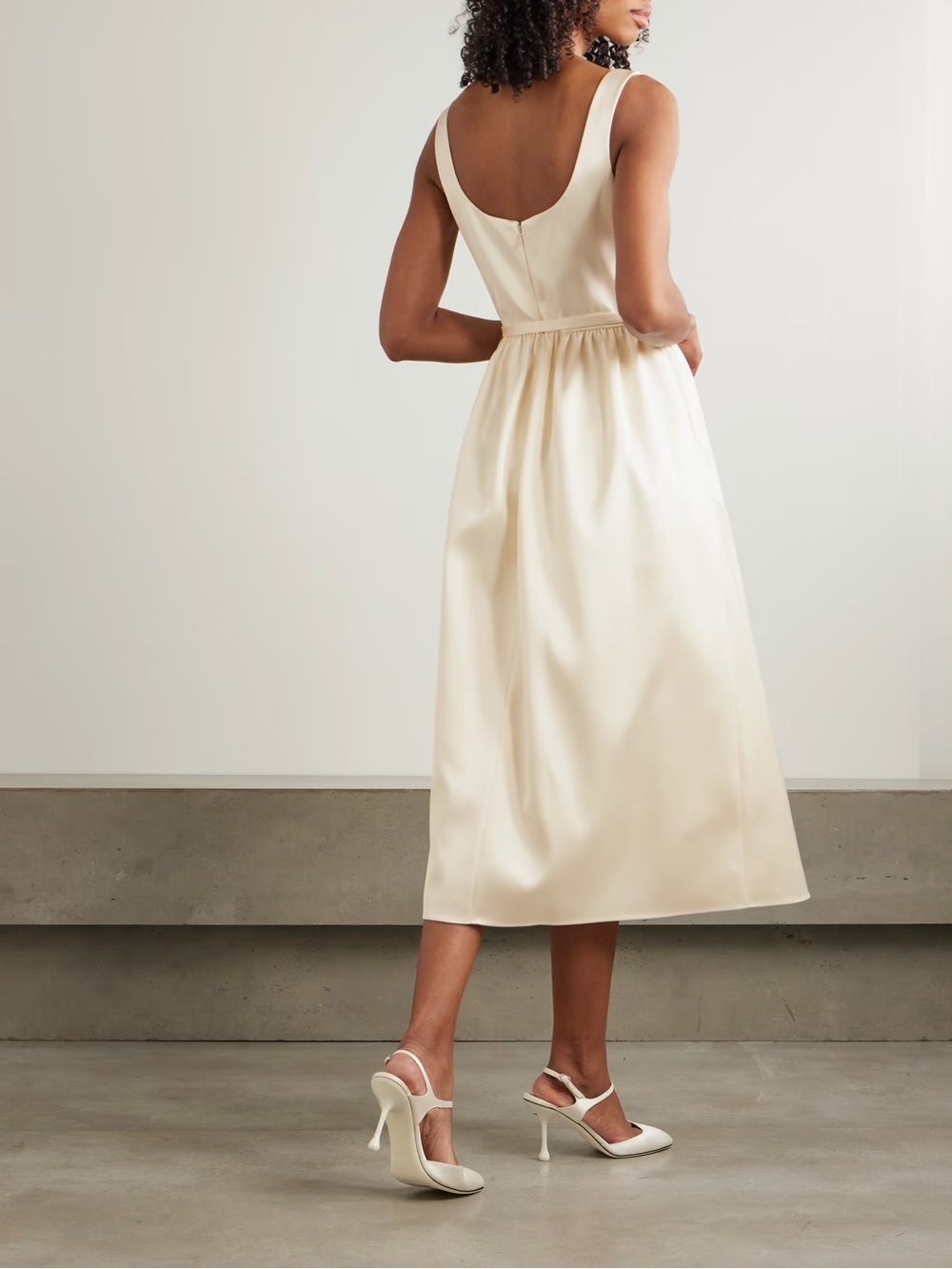 SELF-PORTRAIT
Appliquéd belted satin midi dress - Picture 4 of 16